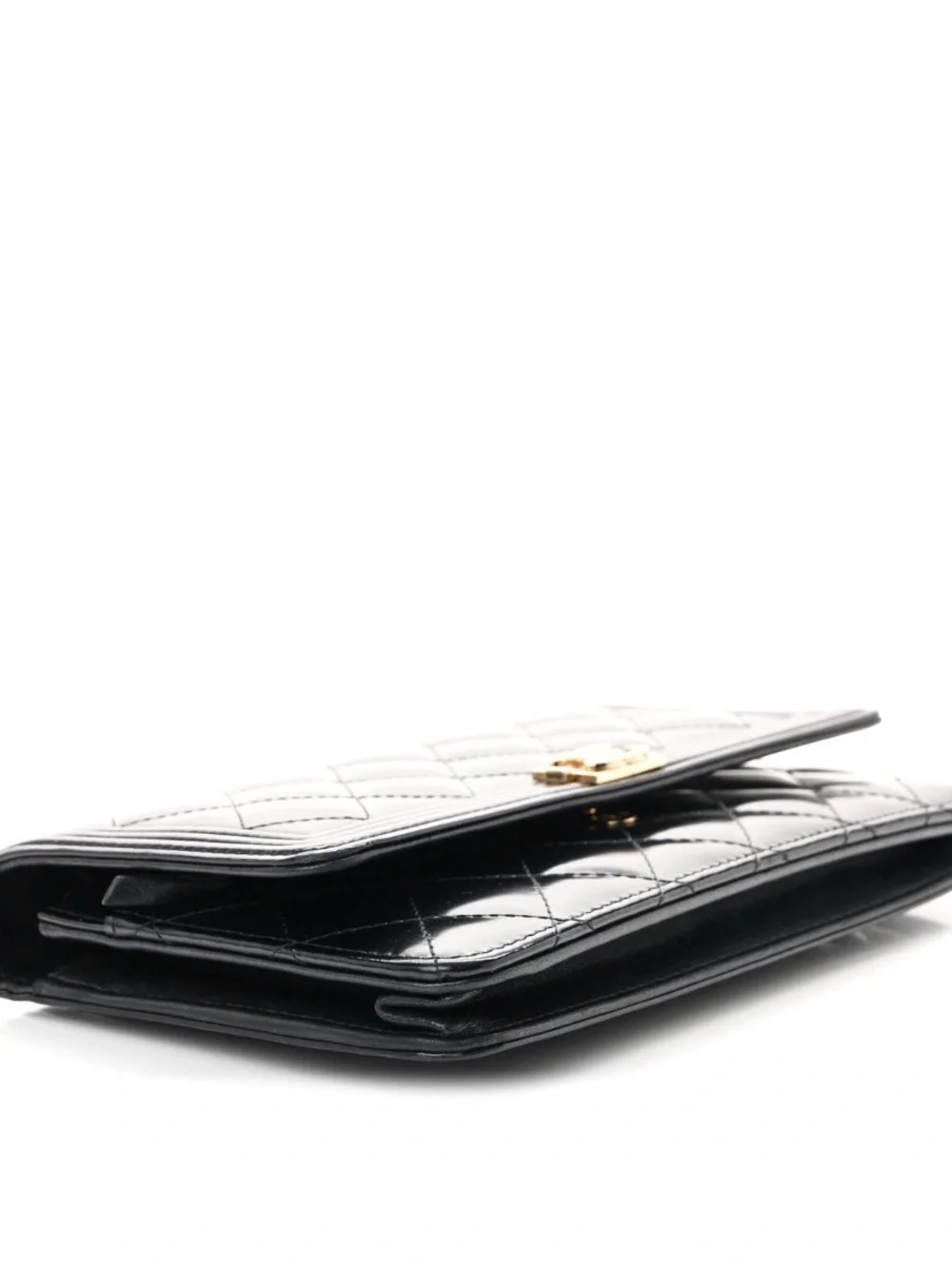CHANEL Black Boy Quilted Leather Wallet on Chain with Gold Chain Strap